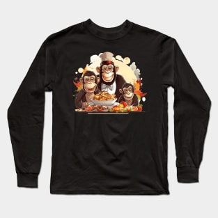 Monkey Family Thanksgiving Long Sleeve T-Shirt